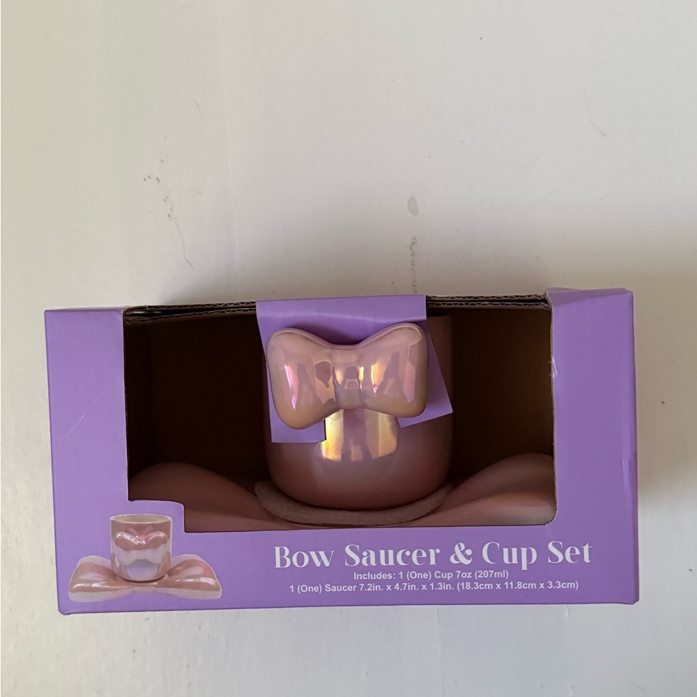 Elegant Pink Bow Cup and Saucer Set
